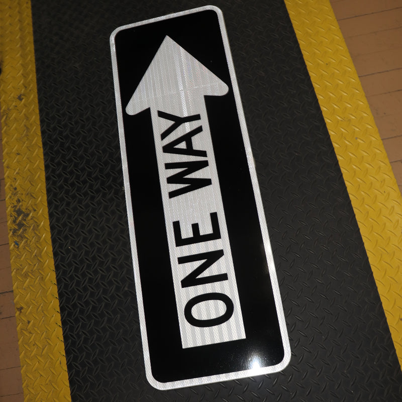 "One Way" with Right Arrow Sign 36" x 12"