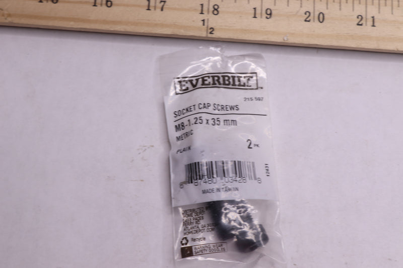 (2-Pk) Everbilt Plain Socket Cap Recessed Hex Screw M8-1.25 x 35mm 215 597