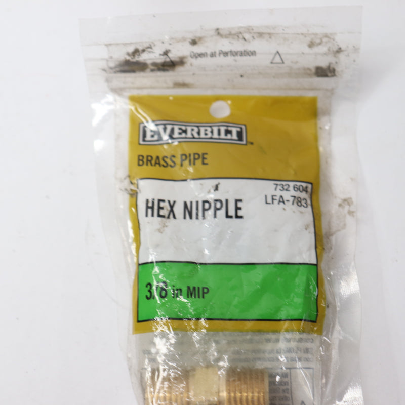 Everbilt Hex Nipple Fitting Brass 3/8" x Close MIP LFA-783