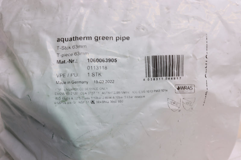 Aquatherm PP-R Socket Weld Straight Tee Green 2" x 2" x 2" 1060063905