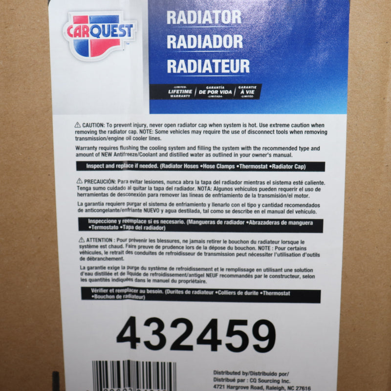 CarQuest Heat Transfer Radiator 432459 Fins Bent In Minot Spots