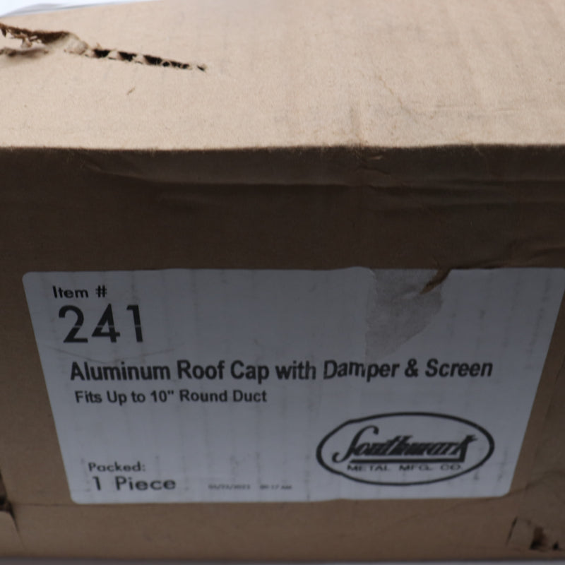 Southwark Roof Cap Damper and Screen Aluminum 10" 241 - Base Sheet metal Bent