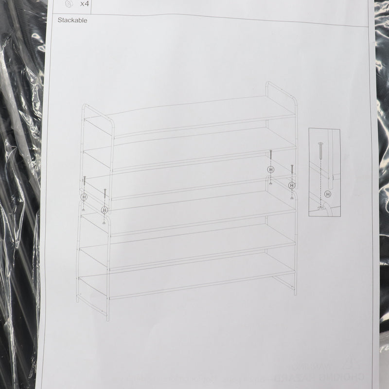 Aooda 3 Tier Long Shoe Rack For Closet Floor Wide Stackable Shelf Black