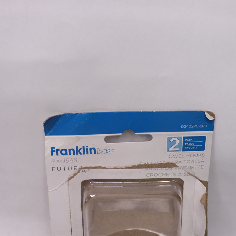(2-Pk) Franklin Brass Futura Bath Robe & Towel Hook Chrome - Missing Hardware