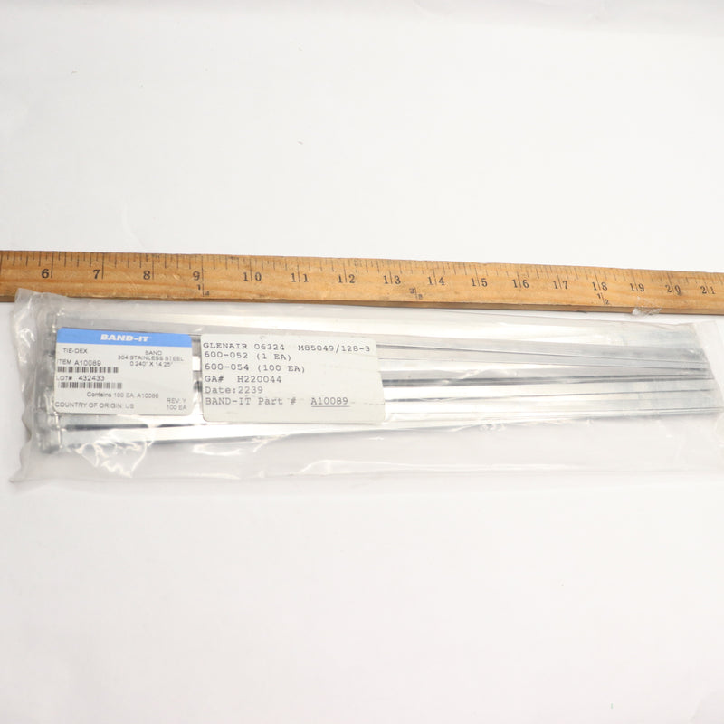 (100-Pk) Band-it Banding Strap 304 Stainless Steel 1/4" x 14.3" A10089