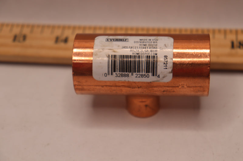 Everbilt Pressure All Cup Reducing Tee Fitting Copper 1" x 1" x 1/2"