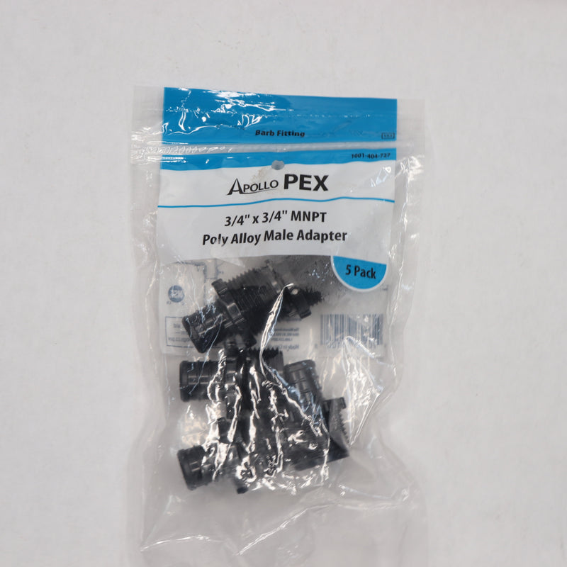(5-Pk) Apollo Male Hose Adapter Poly Alloy 3/4" x 3/4" PXPAM345PK