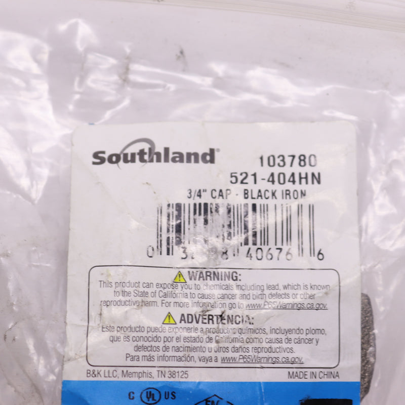 Southland Pipe Cap Malleable Iron Black 3/4" 103780