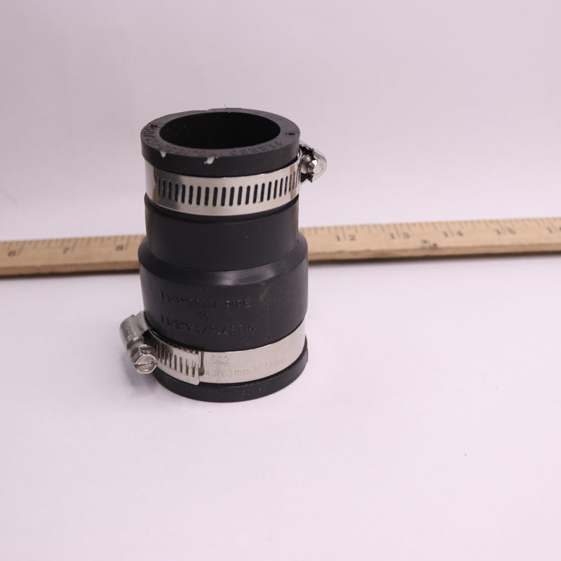 Fernco Flexible Reducing Pipe Coupling PVC Black 1-1/2" x 1-1/4" 1056-150/125