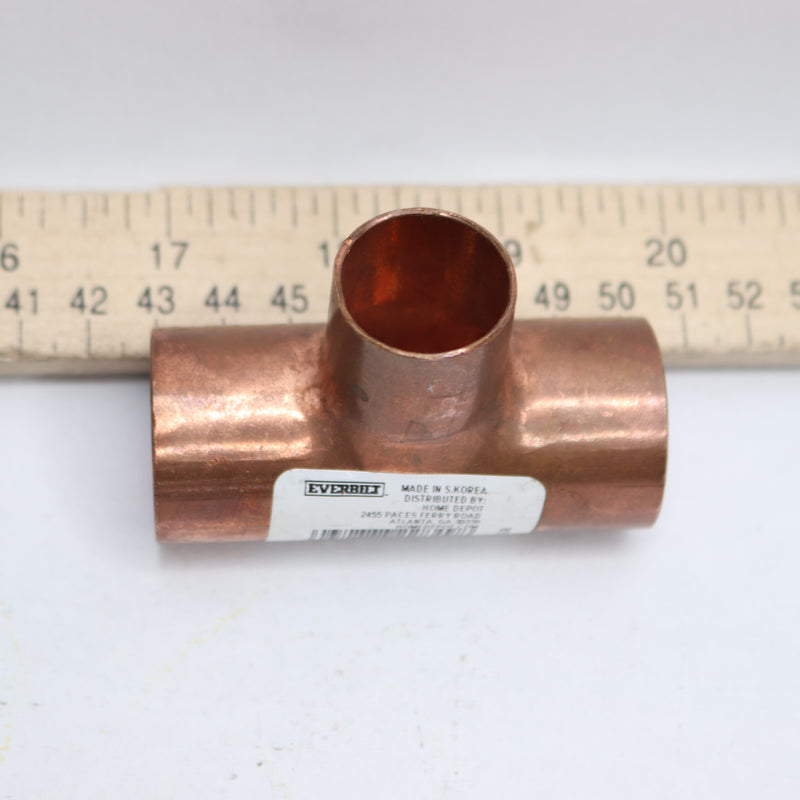 Everbilt Pressure All Cup Reducing Tee Fitting Copper 1" x 1" x 3/4" 857238