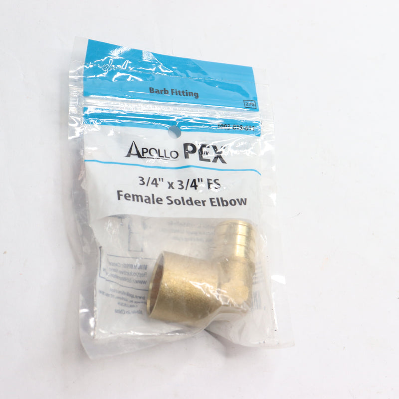 Apollo PEX-B x Female Solder 90-Degree Elbow Brass 3/4" APXFSE34