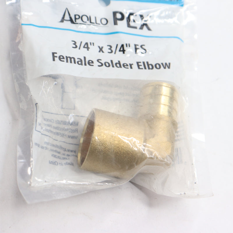 Apollo PEX-B x Female Solder 90-Degree Elbow Brass 3/4" APXFSE34