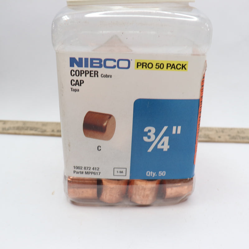 (50-Pk) Nibco Tube Cap Fitting Pro Pack Copper 3/4" x 3/4" MPP617