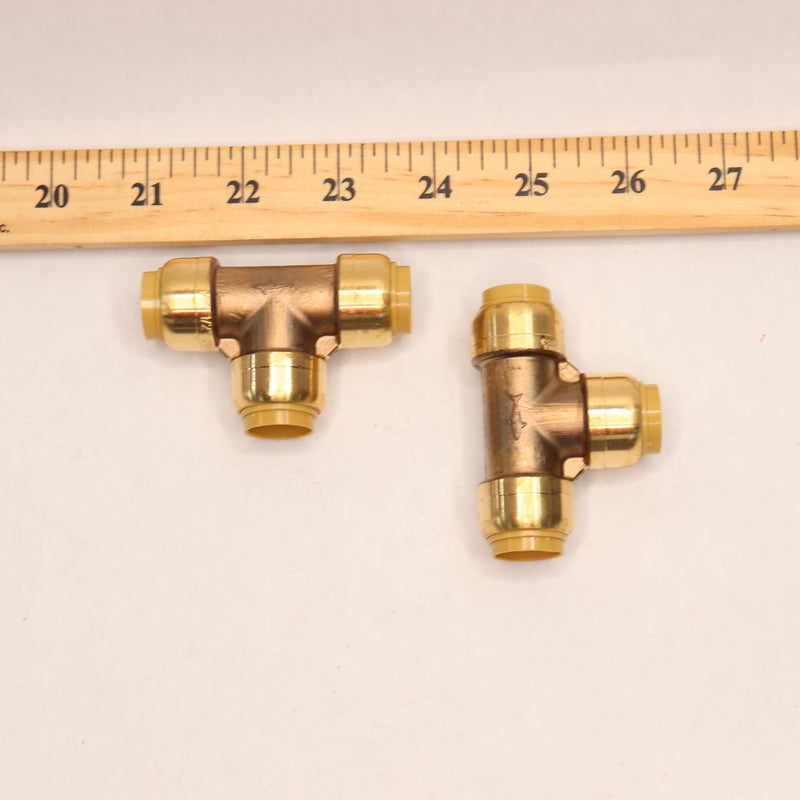 (2-Pk) SharkBite Push-to-Connect Tee Fitting Brass 1/2" U362LFJ4