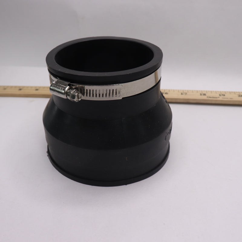 Fernco Flexible Reducing Coupling PVC Connects 4" Pipe to 3" - Missing 1 Clamp