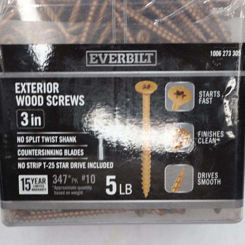 (347-Pk) Everbilt Flat Head Star Drive Exterior Wood Screws 5lbs