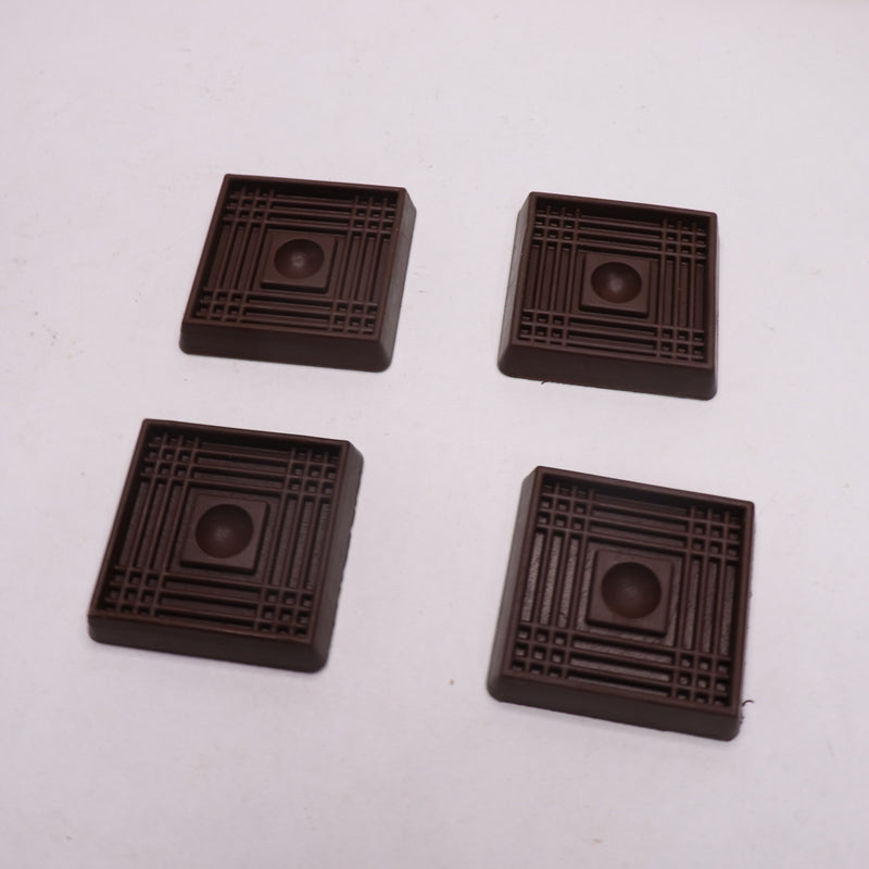 (4-Pk) Everbilt Square Furniture Cups Rubber Brown 2" 750 989