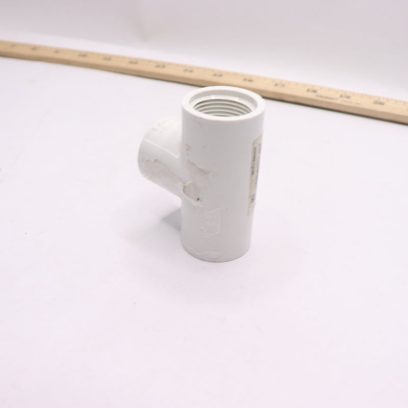 Laco Pipe Tee Fitting Schedule 40 PVC White 3/4" FPT 2402