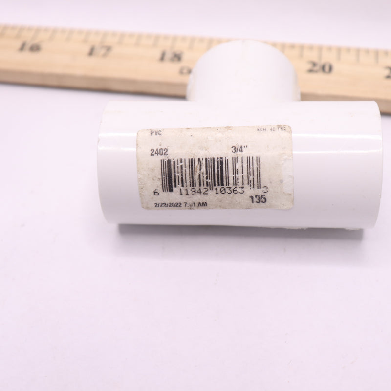 Laco Pipe Tee Fitting Schedule 40 PVC White 3/4" FPT 2402