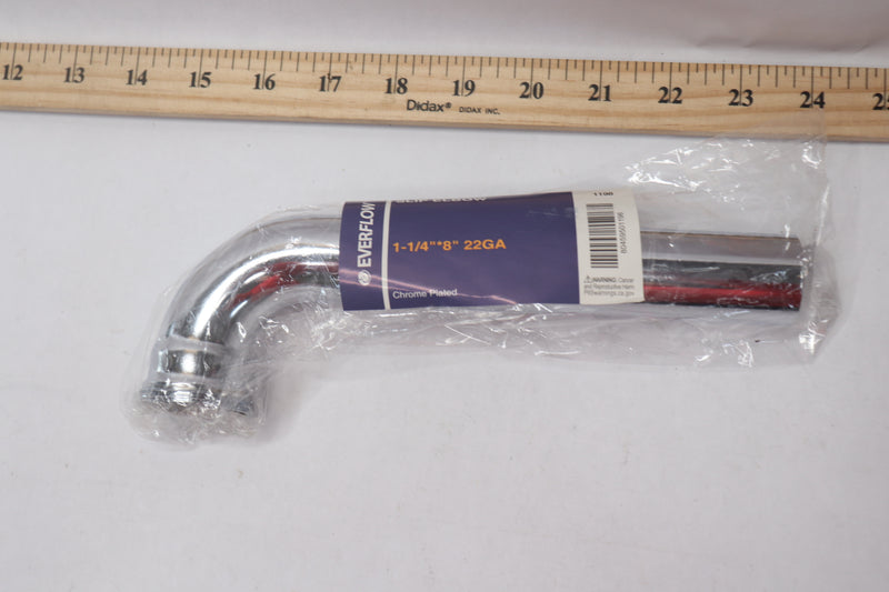 Everflow Slip Joint Waste Bend Chrome Plated 22-Ga 1-1/4" x 8" 1198