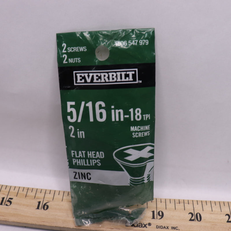 (2-Pk) Everbilt Phillips Flat-Head Machine Screws 5/16"-18 x 2" 1006 547 979