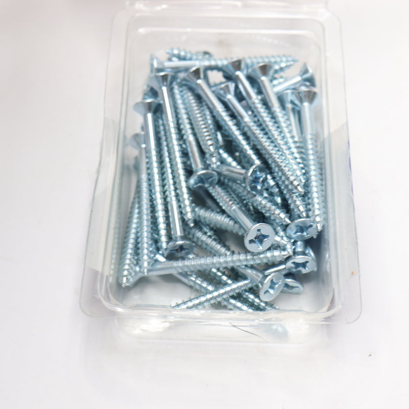 (50-Pk) Everbilt Phillips Flat Head Wood Screw Zinc Plated