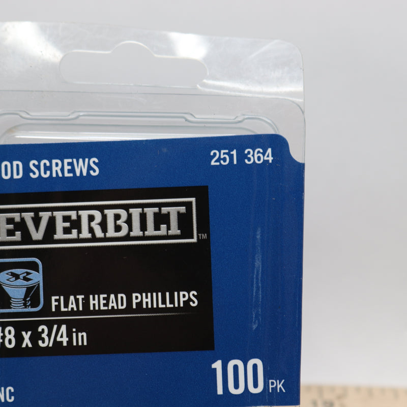 (100-Pk) Everbilt Flat-Head Phillips Drive Wood Screw Zinc-Plated