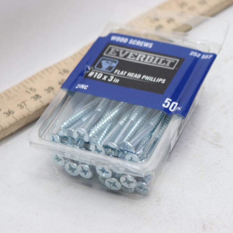 (50-Pk) Phillips Flat Head Wood Screws Zinc Plated