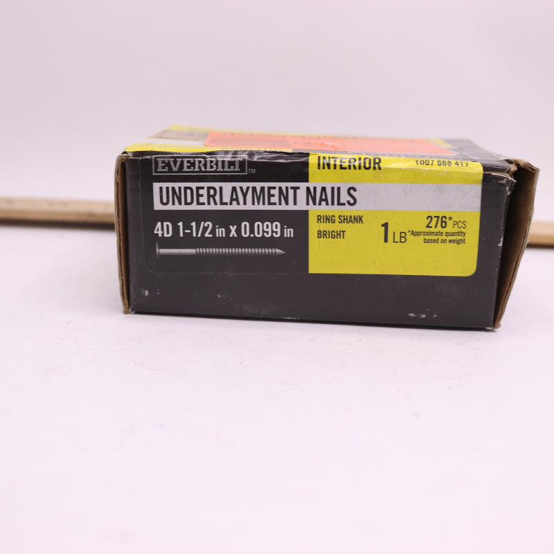 (Approx 276-Pk) Everbilt Underlayment Nails Bright 1lb 4D 1-1/2"