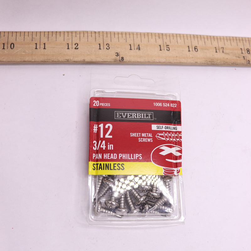 (20-Pk) Everbilt Phillips Pan-Head Sheet Metal Screws