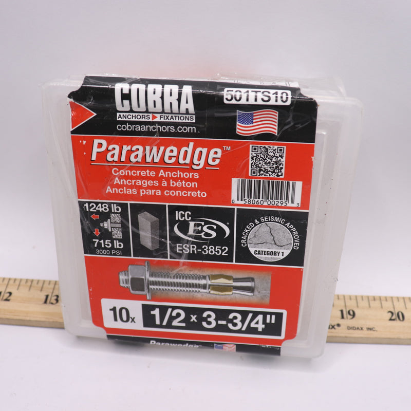 (10-Pk) Cobra Wedge Anchor 1/2" x 3-3/4" 501TS10