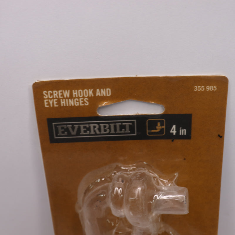 (2-Pk) Everbilt Hook & Eye Screw Hinge Black 4" x 4" 355 985