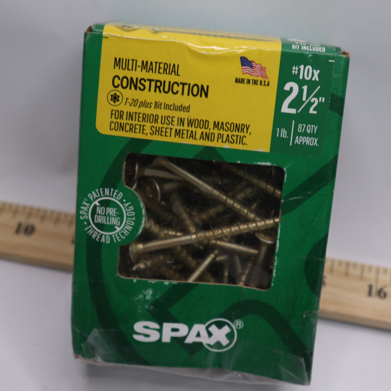 Spax Flat Star Wood-Screws Yellow Zinc 1 Lb 10 x 2-1/2" 1006 213 479