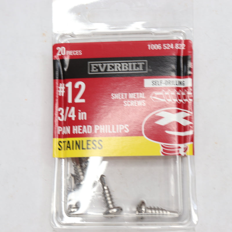 (20-Pk) Everbilt Pan Head Philips Self Drilling Screw