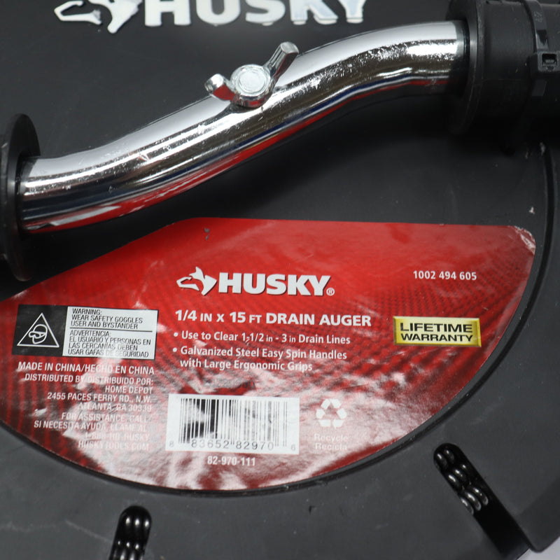 Husky Drain Openers Plumbing Snakes & Auger 1/4" x 15' 1002494605