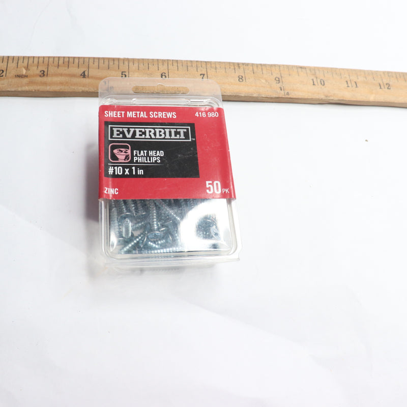 (50-Pk) Everbilt Phillips Flat Head Sheet Metal Screws Zinc Plated