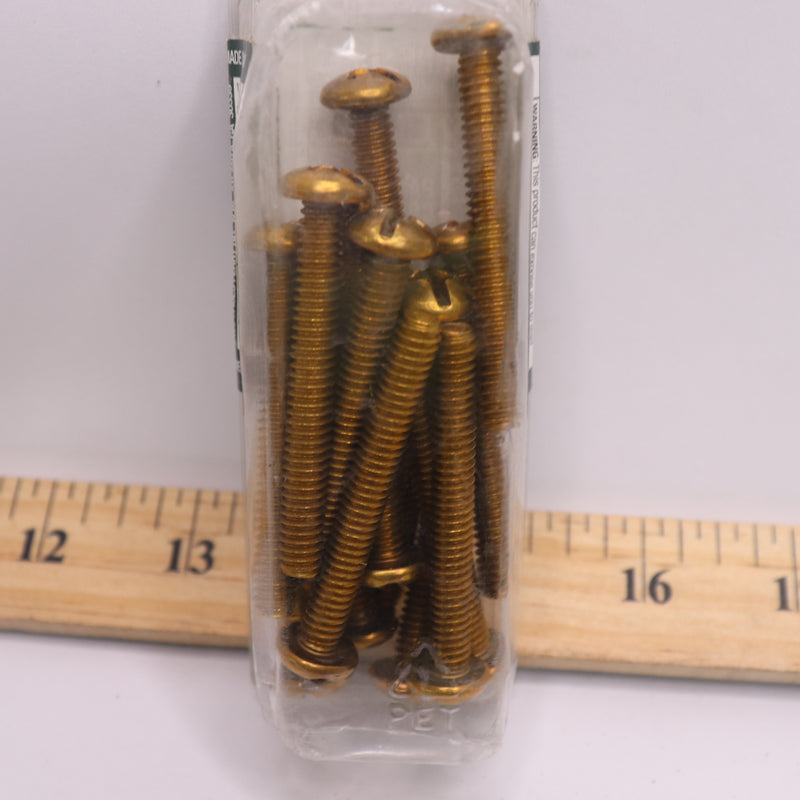 (15-Pk) Everbilt Pan Head Combo Machine Screw Brass 1/4"-20 x 2" 380 586