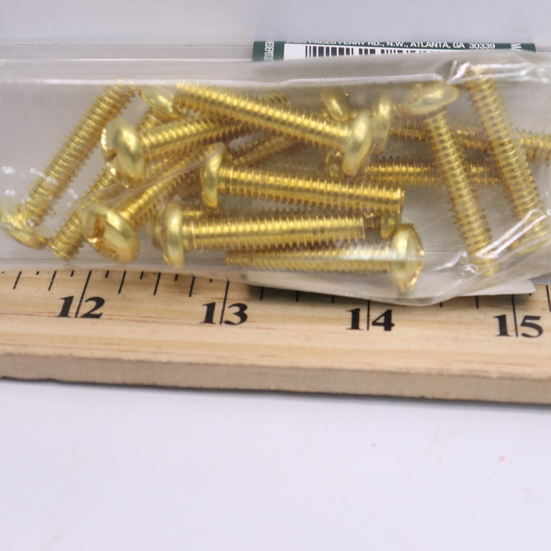 (15-Pk) Everbilt Combo Pan Head Machine Screw Brass 1/4"-20 x 1/2" 379 806