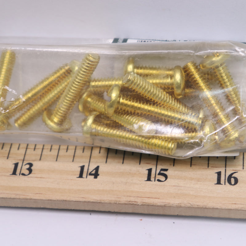 (15-Pk) Everbilt Combo Pan Head Machine Screw Brass 1/4"-20 x 1/2" 379 806