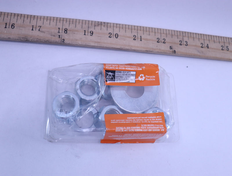 (12-Pk) Create-a-Bolt with Nuts Washers & Lock Washers Zinc-Plated 5/8" 282 238