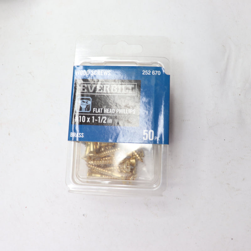 (50-Pk) Everbilt Flat-Head Phillips Drive Wood Screw Brass