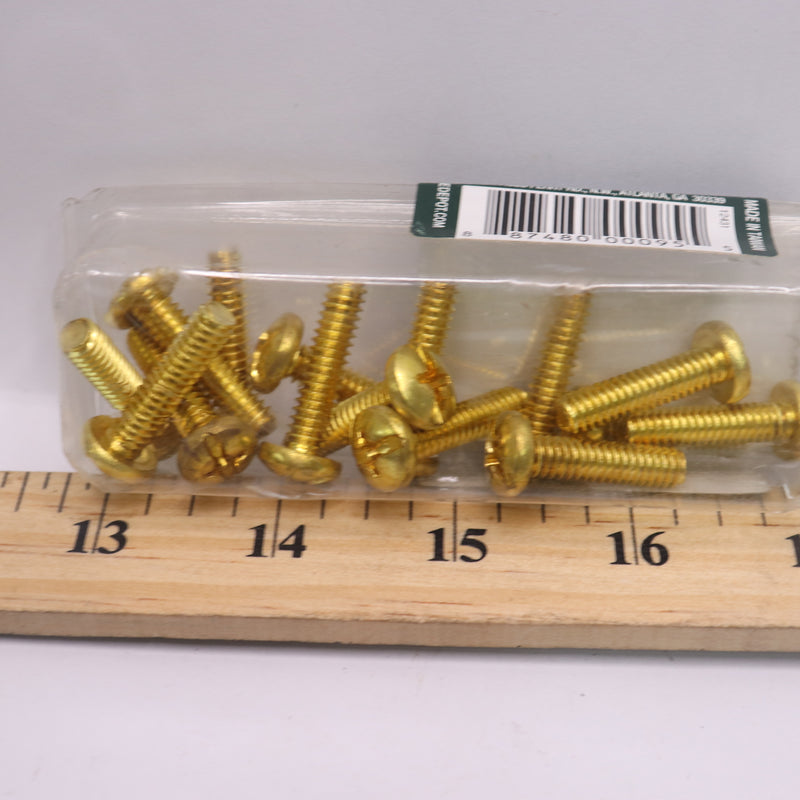 (15-Pk) Everbilt Combo Pan Head Machine Screw Brass 1/4"-20 x 1/2" 379521