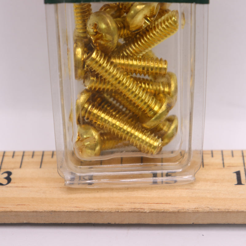 (15-Pk) Everbilt Combo Pan Head Machine Screw Brass 1/4"-20 x 1/2" 379521