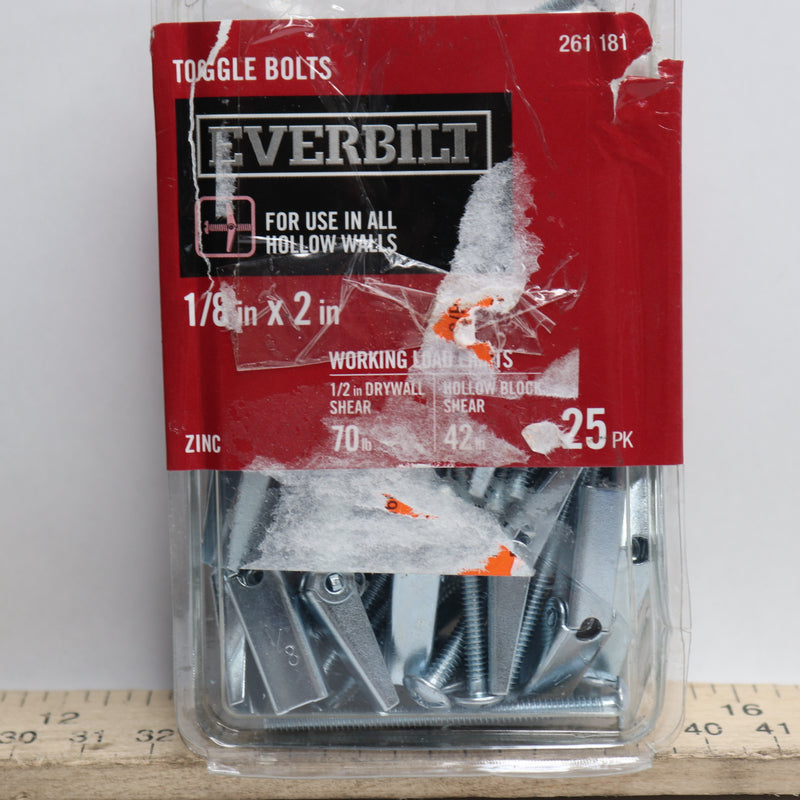 Everbilt Mushroom-Head Toggle Bolt Anchors Zinc-Plated Steel 1/8" x 2" 261 181