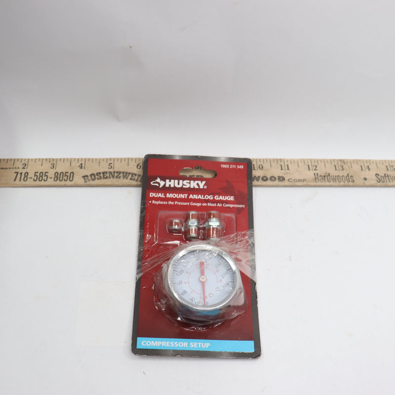 Husky Dual Mount Analog Gauge 1/8" or 1/4" NPT 1003211349-Complete