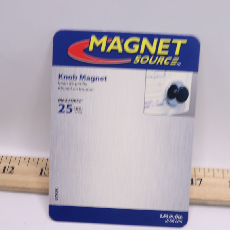 Magnet Source Round Pull Knob Magnet Plastic Black/Silver 07505