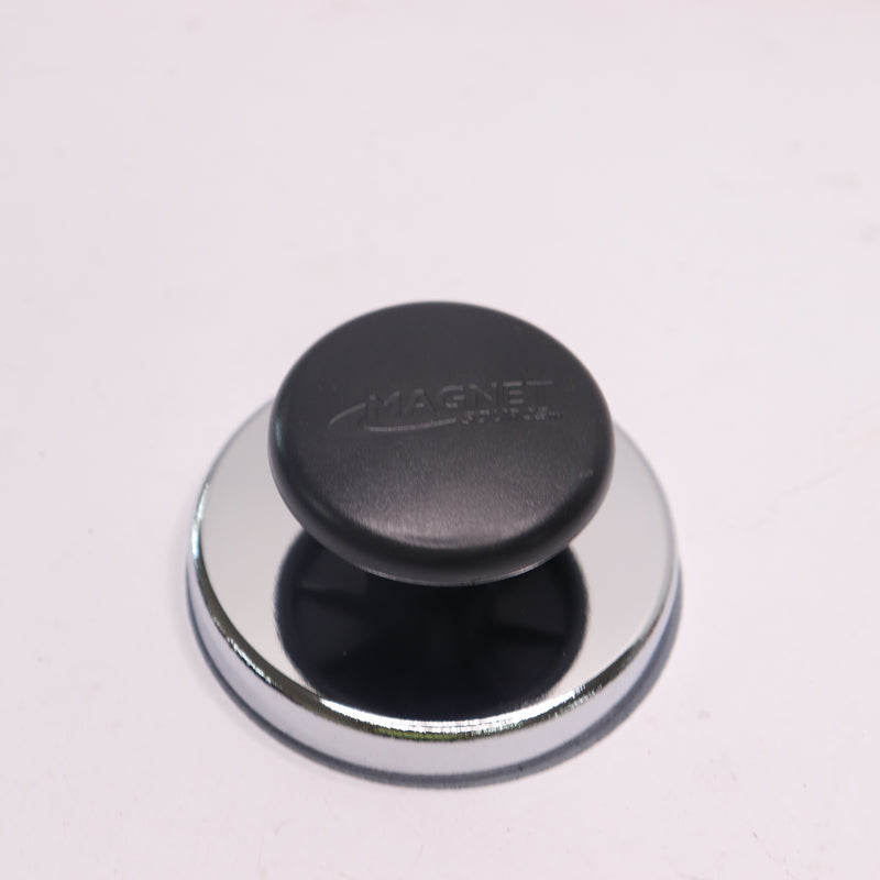 Magnet Source Round Pull Knob Magnet Plastic Black/Silver 07505