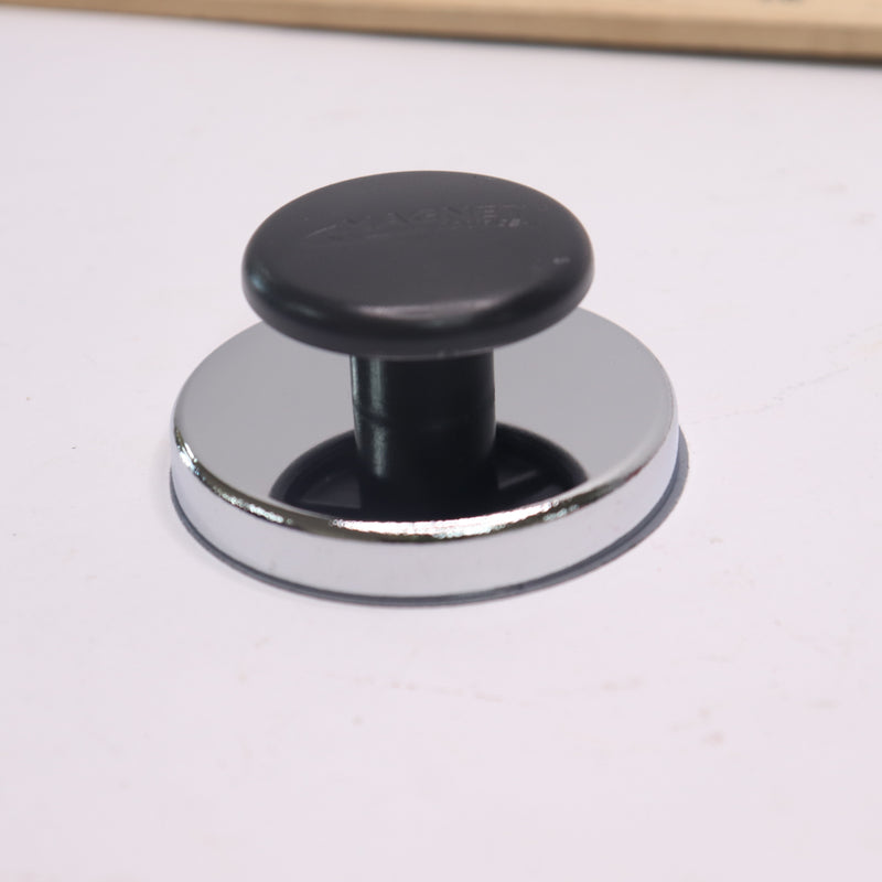 Magnet Source Round Pull Knob Magnet Plastic Black/Silver 07505