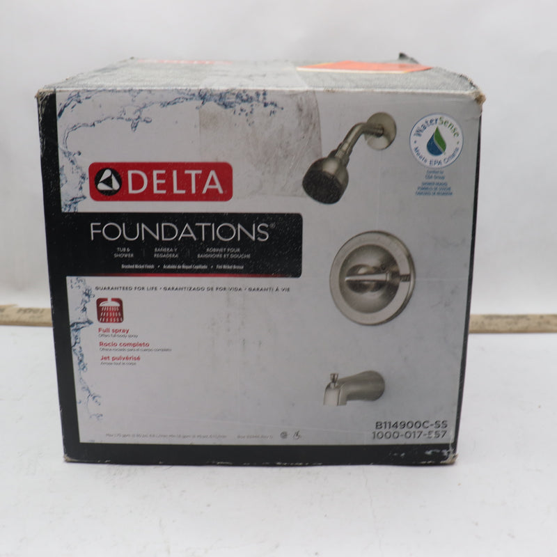 Delta Tub & Shower Faucet Brushed Nickel Silver 1-Handle 1-Spray B114900C-SS