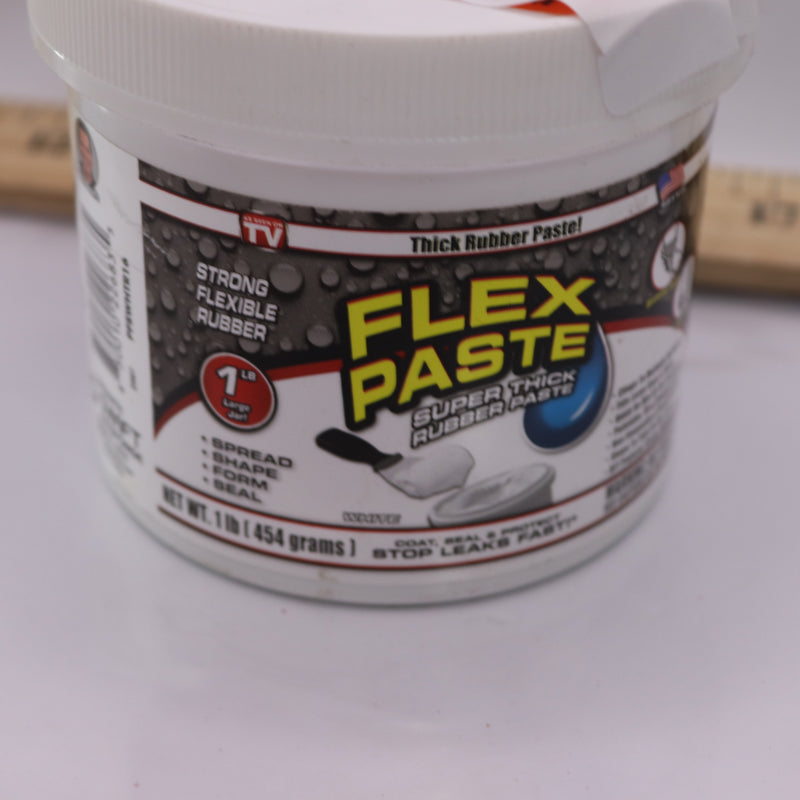 Flex Paste Waterproof Spackle Sealant Rubber Paste White 1lb PFSWHTR16